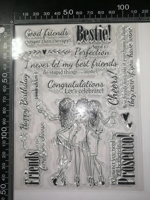 15 Clear Stamps Girls Besties Girl Friends Sentiments Cardmaking Scrapbook Diary
