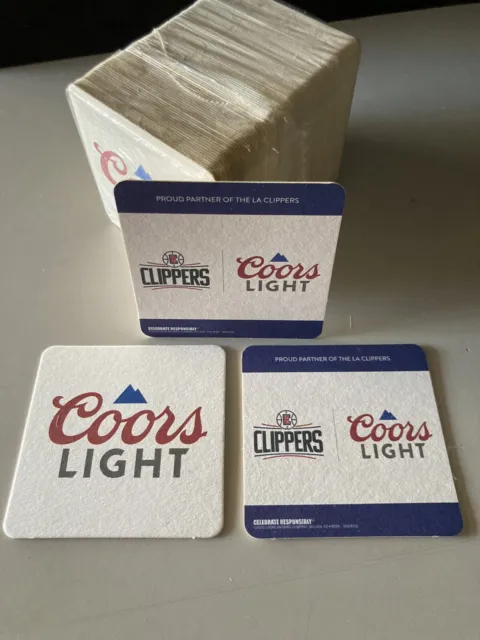 NEW 100 Count Coors Light Clippers NBA Basketball Beer Coasters Sleeve  Bar