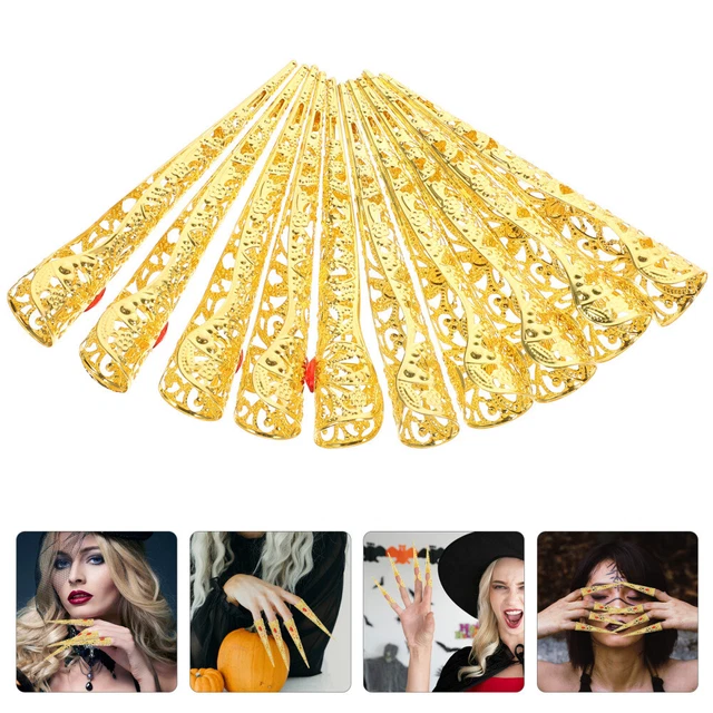10 piezas Accesorios Halloween Cosplay Uñas De Metal Anillo Accesorios Palacio