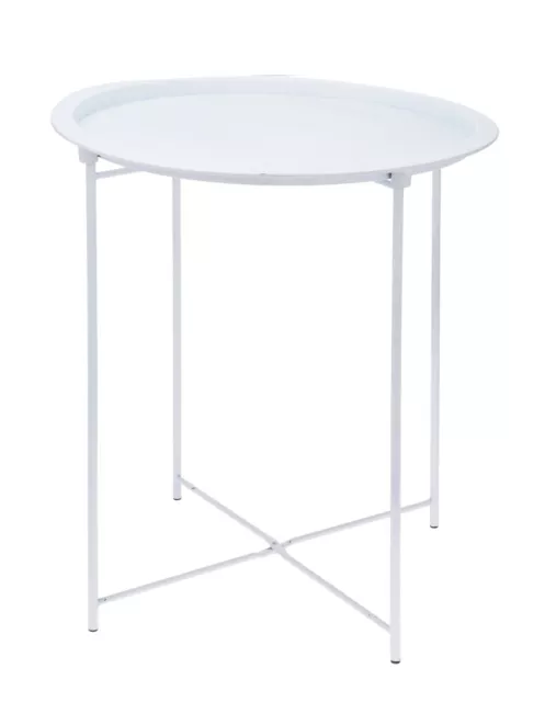Metall Beistell Tisch weiß - 51 cm - Sofa Couch Deko Tablett Blumen Klappbar