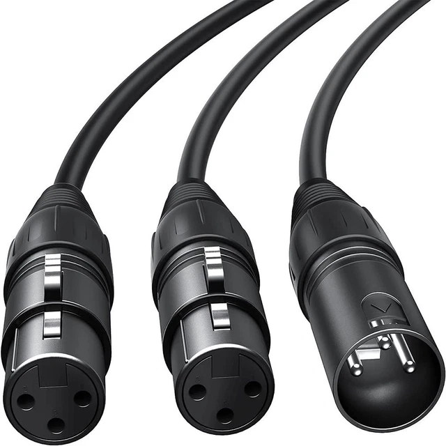 3Pin Mixer Male to Dual Female XLR Splitter Cable Microphone Line Y-Splitter