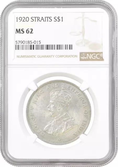 Straits Settlements 1 dollar 1920, NGC MS62, "King George V (1911 - 1935)" Straits Settlements 1 dollar 1920, NGC MS62, "King George V (1911 - 1935)"