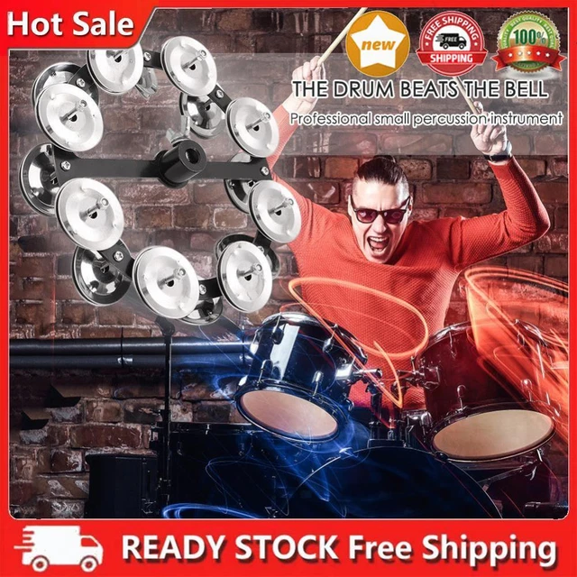 Drum Cymbals Hi Hat Tambourine Bells with Row Jingles Percussion Kids Music Gift