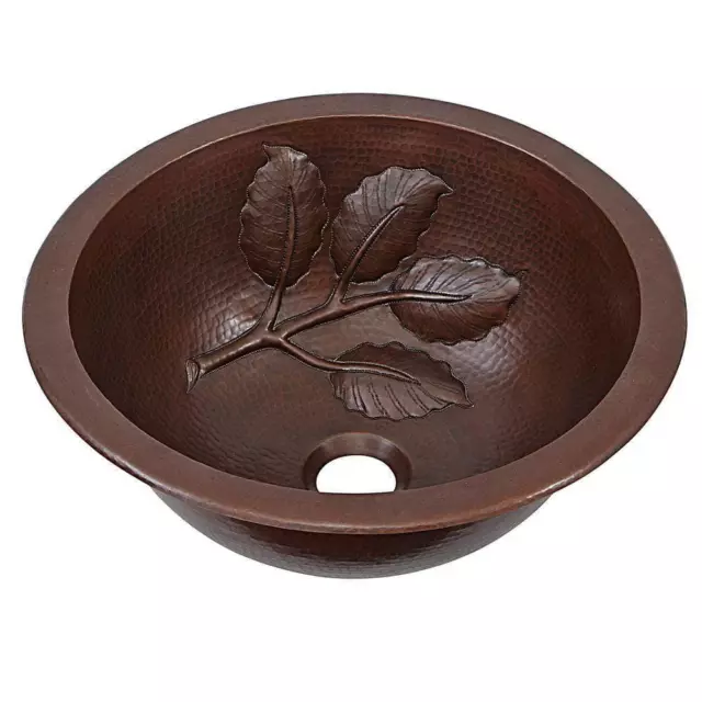 SINKOLOGY Bath Sink Aged Copper 18-Gauge 14 in. Copper Dual Flex Leaf Design