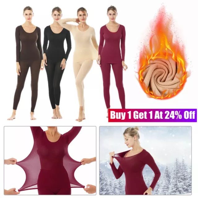 Ladies Thermal Underwear Top Long Sleeve T Shirt Vest Legging Bottom Winter Warm