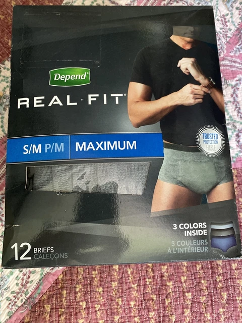 Ropa interior Depend ajuste real para hombre máxima absorción talla S/M 3 colores 12 calzoncillos