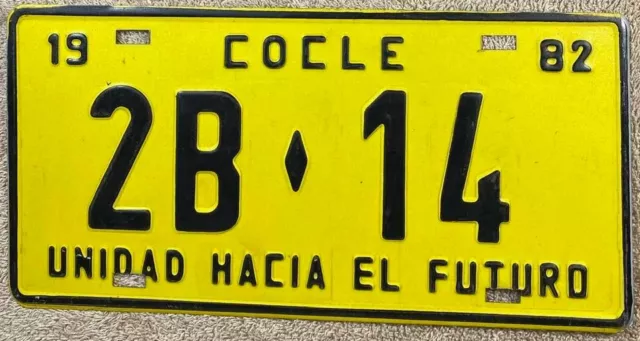 1982 Panama COCLE License Plate 2B 14 Unidad Hacia EL Futuro