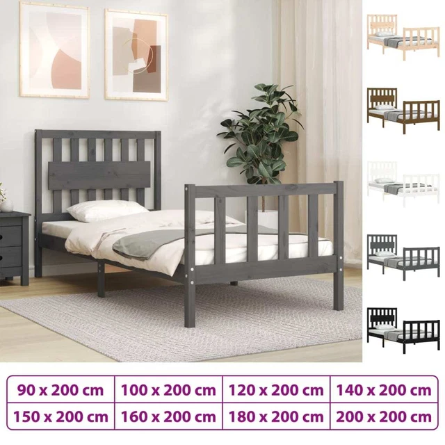 Estructura de cama con cabecero madera maciza 100x200 cm vidaXL