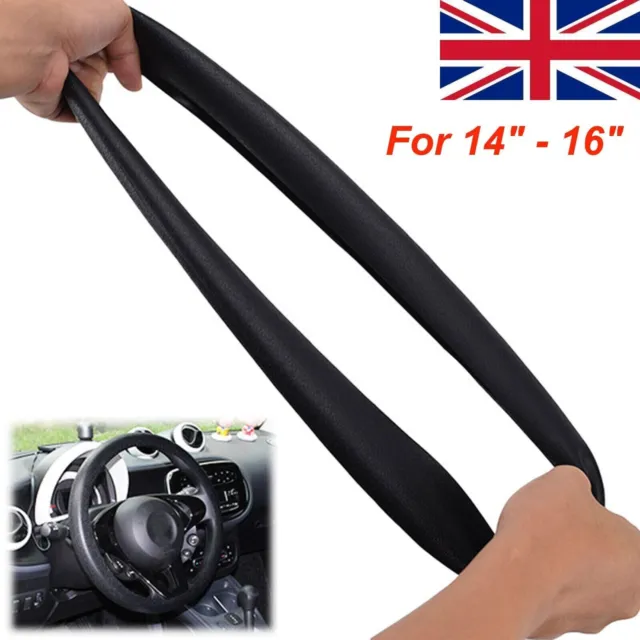 14"-16" Car Steering Wheel Cover Anti-slip Silicone Leather Texture Universal UK