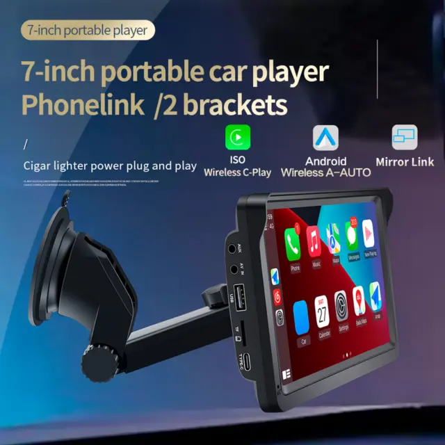 7" Portable Car Stereo Radio Wireless Apple Carplay Android Auto MP5 Player UK