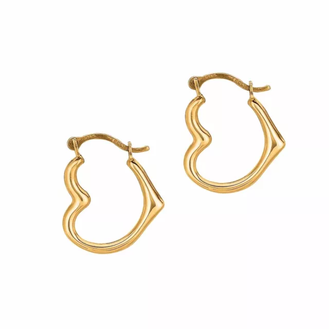 10K REAL YELLOW Gold Sideways Heart Hoops Hoop Earrings 10mm $49.61 ...