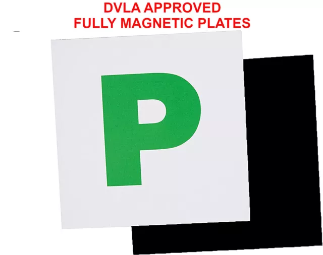 2 x DVLA New Driver Car Fully Magnetic P Plates for Cars Just Passed Car Drivers