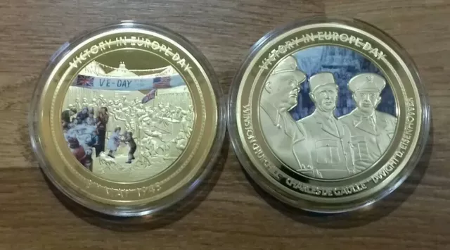 Windsor Mint 'VE-Day London' & 'The Three Leaders' Supersize Commemorative Coins
