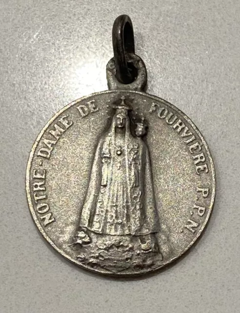 Medaille religieuse ancienne " Notre Dame De Fourviere " - argent massif