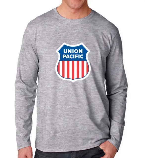 Union Pacific Railroad Tee Shirt American Rail Train Gray Long Sleeve T-Shirt