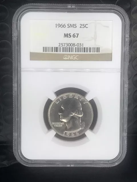 1966 Sms 25C Washington Quarter ~ $30 List ~ Ngc Ms 67 ~ Special Mint Set ~ Rare