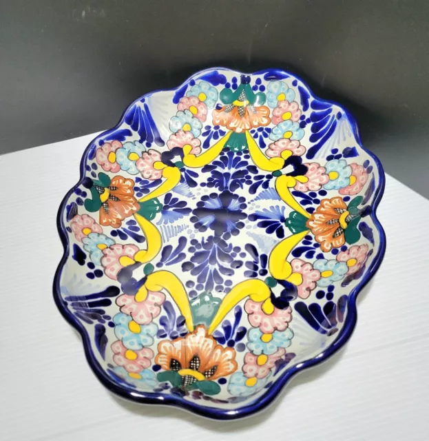 Mexican Talavera Pottery Plate 11" Hand Painted Colorful Hangable Display Signed