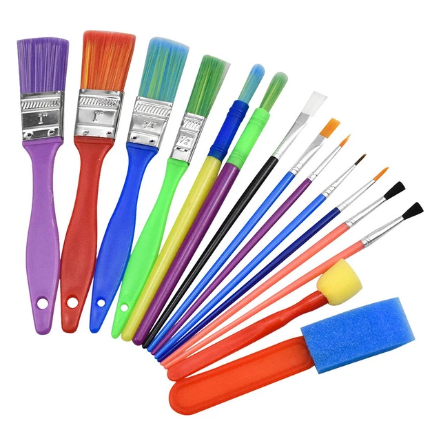 Juego de 15 piezas de pinceles de pintura esponja cerdas para niños colorida pintura al óleo