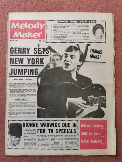 Melody Maker Newspaper May 9th 1964 Gerry and the Pacemakers cover