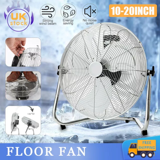 20" Floor Fan 4 Speed High Velocity Standing Electric Air Cooling Fan Gym Office