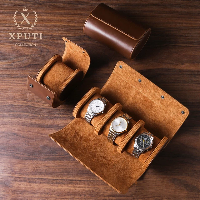 Travel Watch Storage Box Portable Vintage Leather Watch Roll Display Case Pouch