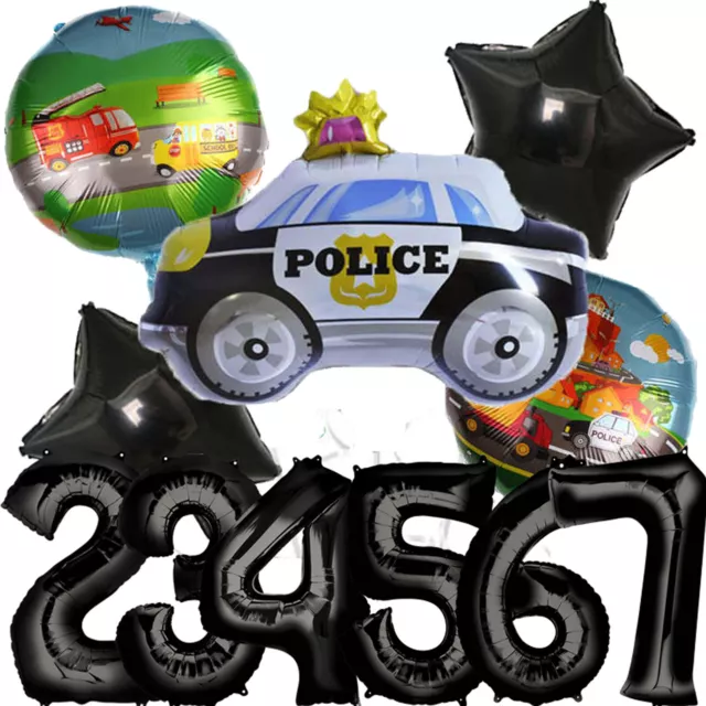 POLIZEI BALLON SET + ZAHLEN - Kindergeburtstag Polizeiauto Deko Party Luftballon