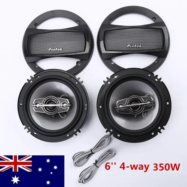 2X 6" Car Audio Speakers Universal Coaxial Stereo Coax Subwoofer 4 Way 350W AU
