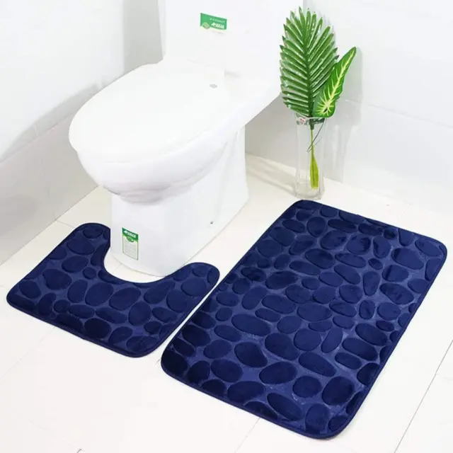 2 Piece Non Slip Pedestal Bath Mat Set, Eleoption Breathable Memory Foam Bath