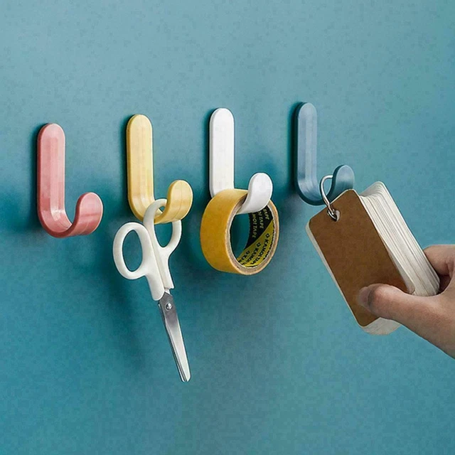 1X Towel Hooks Plastic Door Hangers Self Adhesive Wall Home Decor DIY E3A1
