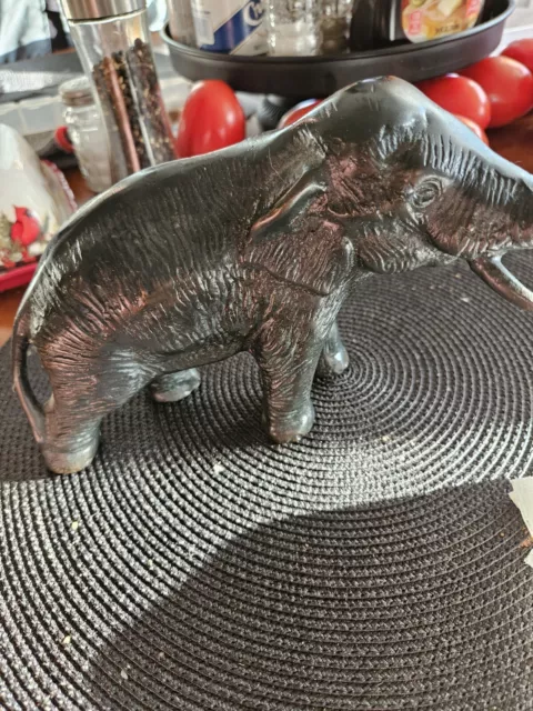 VINTAGE ANTIQUE HEAVY Metal Vast Iron? Bronze? Elephant Statue Figurine ...