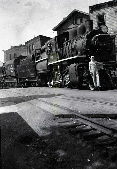 DH Delaware & Hudson Steam Locomotive #817 w/ Crane - Vintage Railroad Negative