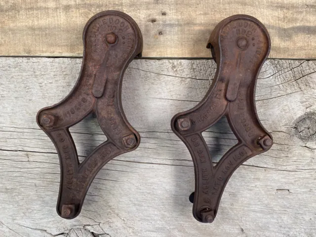 Antique Barn Door Rollers, ALLITH MFG CO – RELIABLE DOOR HANGER NO. 2, w/ BOLTS!
