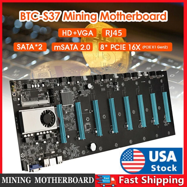 BT-S37 ETC Mining Motherboard 8 PCIE 16X Graph Card SODIMM DDR3 SATA3.0 Adapter.