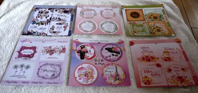 Paper Boutique Card Making Collection-Toppers/Sentiments & A4 Card Pack. Kit 6