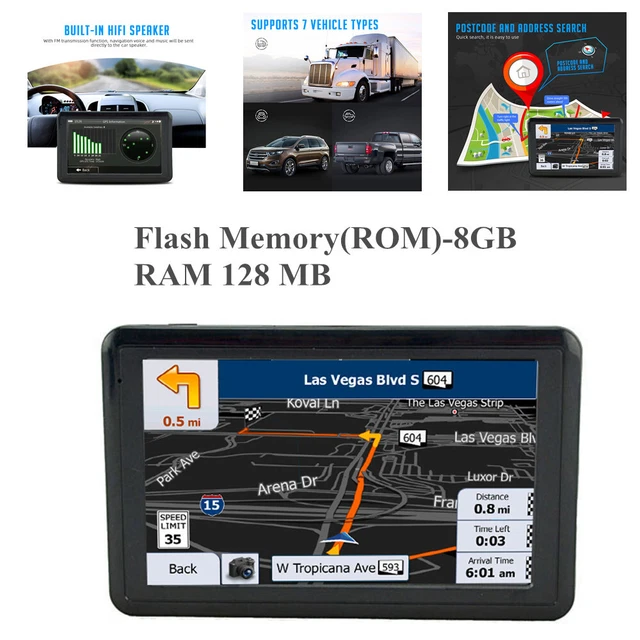 5'' Car SUV GPS Navigation Touch Screen Portable Sat Navi 8GB Lifetime Free Maps