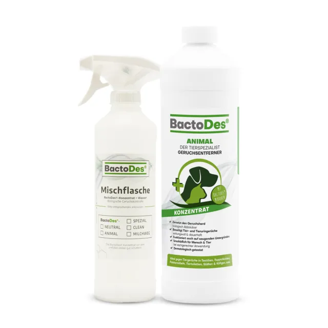 BactoDes Animal Geruchsentferner Geruchsneutralisier 1 Liter Katze Hund Tier