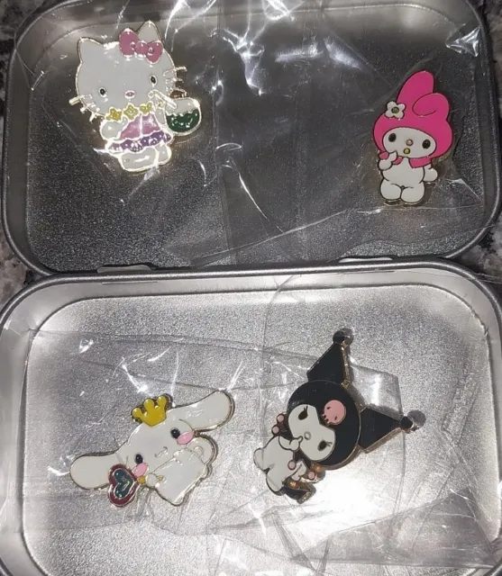 Hello Kitty / My Melody /Kuromi /Cinnamaroll Enamel Pins Lapel Brooch Lot Of 4