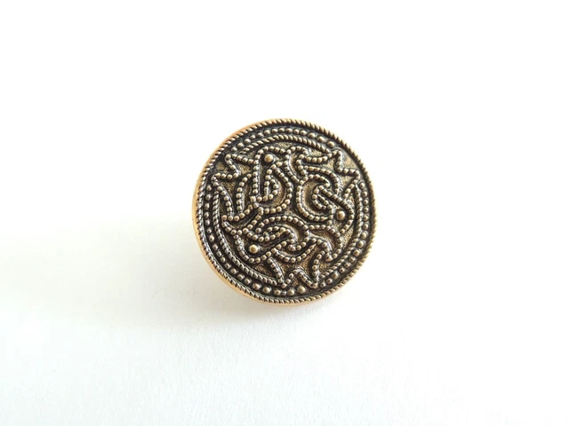 Beau Bouton ancien en métal doré serpent vintage couture French Button 2,3 cm