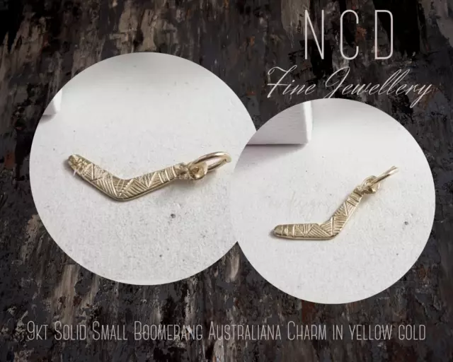 NC Designs NEW Genuine 9kt Solid Small Boomerang Australiana Charm yellow gold