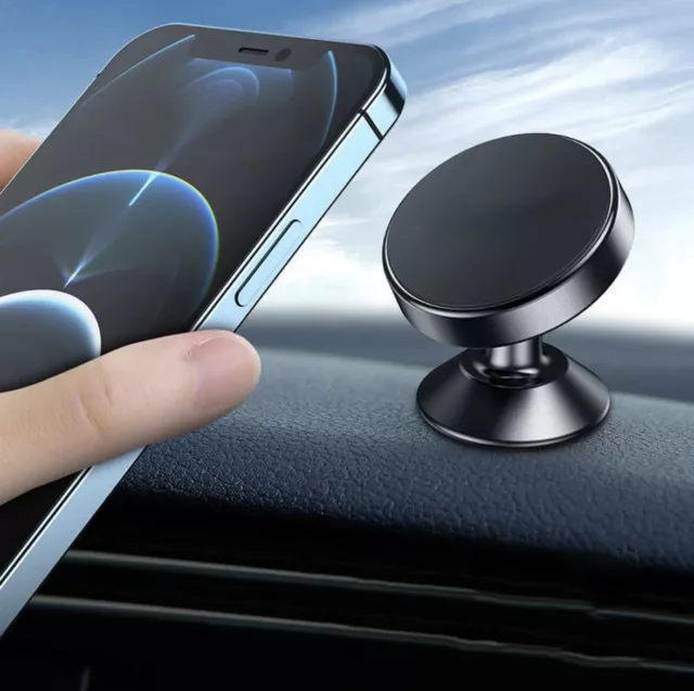 Magnetic Car Mobile Phone Holder 360 Rotating Dashboard Mount Mini Size Black