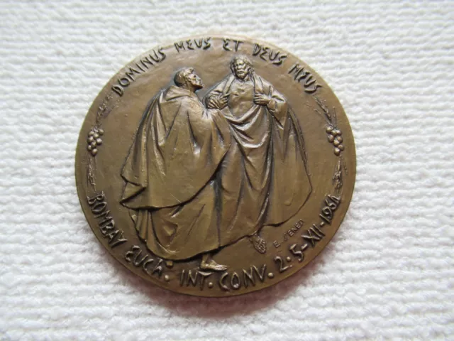 Italy Vatican Medal, Paul VI IN India Bronze, Ducrhmesser Approx. 1 25/32in