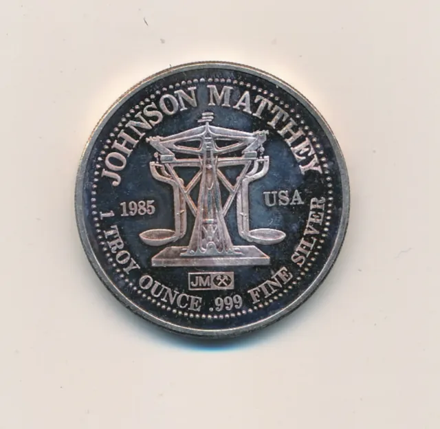 1985 Coin, Johnson Matthey, Freedom The American Way, 1 OZ Round