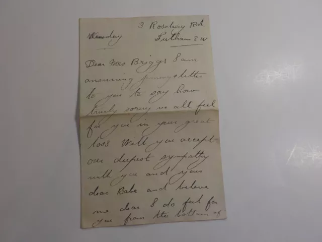 WWI Letter Killed In Action English Soldier Sorry Great Loss WW I VTG War WW1