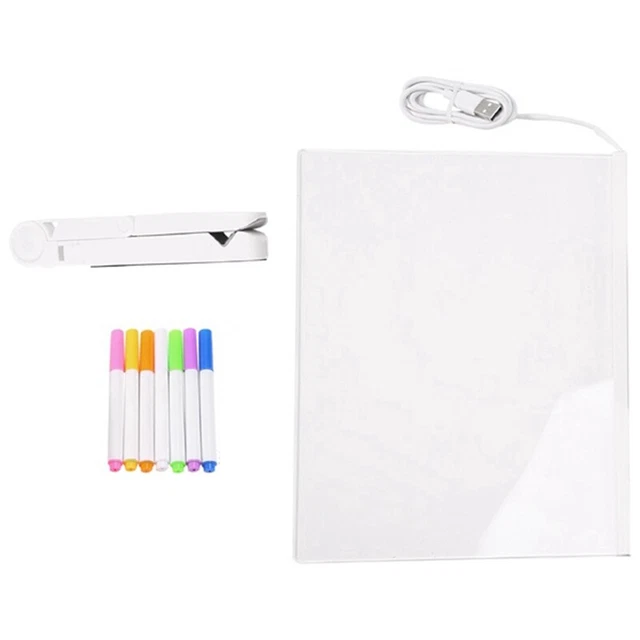 Tableau De Notes LED éclairé – Acrylique Brillant 30x20 Cm, Effaçable, Avec Support Ajustable