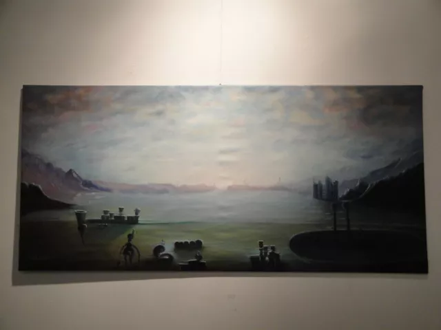 Grandissimo quadro metafisico  olio su tela 63x150cm circa- Giovanni Cinelli