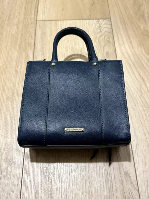 Rebecca Minkoff MAB Tote Mini Leather Hand Bag in Midnight Blue