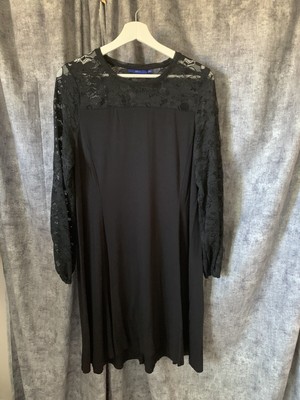 Apt. 9 Womens Dress Black Knee Length Long Sleeve Lace A-line Full