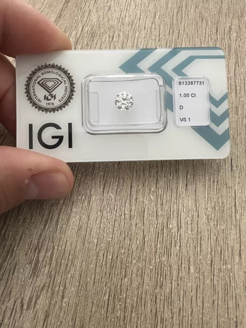 Diamante Naturale Certificato IGI 1.00 Ct D Vs1 Carato Blister + Laser - AFFARE!