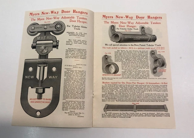 Vintage Early 1900'S Myers New Way Giant Barn Door Rollers Catalog Hangers 2