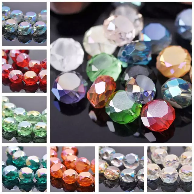 10pcs 12x6mm Charm Drum Rondelle Faceted Crystal Glass DIY Loose Spacer Beads